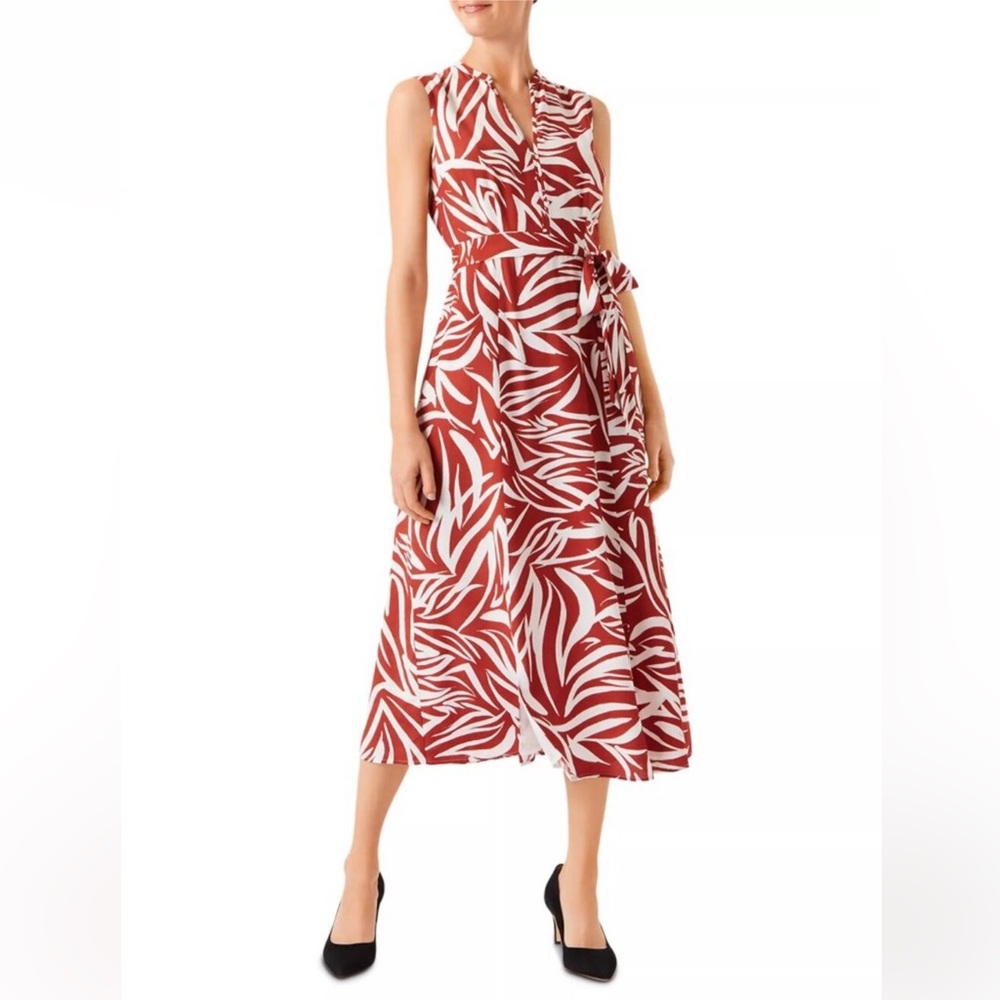 Hobbs Red-Ginger Printed Shelly Midi Dress